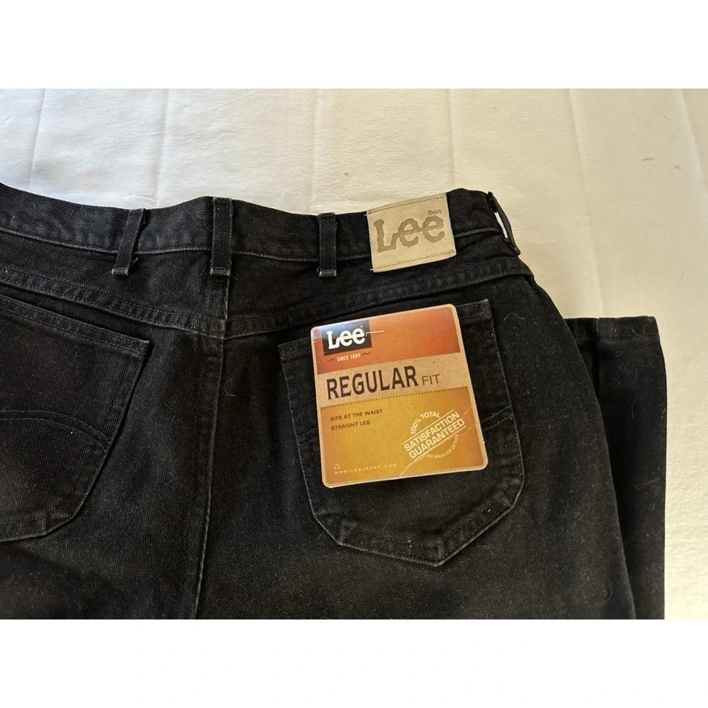 NWT Lee Mens Black Regular Fit Straight Leg Jeans Size 38x30 Vintage Deadstock